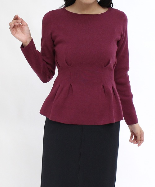 TRUDEA（トルディア）の「総針ペプラムニット（ニット/セーター・レディース・ブラック/アイボリー/チャコールグレー/ピンク・LARGE/MEDIUM）」の4枚目の写真