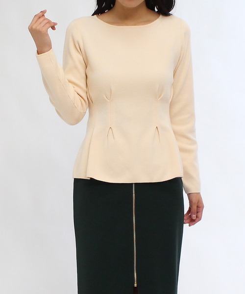 TRUDEA（トルディア）の「総針ペプラムニット（ニット/セーター・レディース・ブラック/アイボリー/チャコールグレー/ピンク・LARGE/MEDIUM）」の2枚目の写真