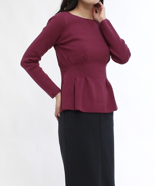 TRUDEA（トルディア）の「総針ペプラムニット（ニット/セーター・レディース・ブラック/アイボリー/チャコールグレー/ピンク・LARGE/MEDIUM）」の7枚目の写真