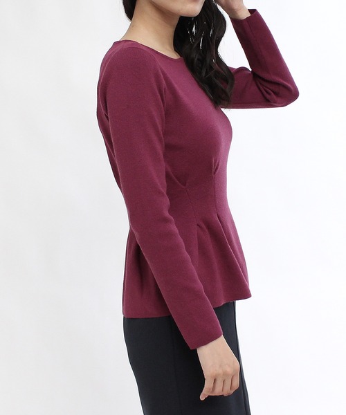 TRUDEA（トルディア）の「総針ペプラムニット（ニット/セーター・レディース・ブラック/アイボリー/チャコールグレー/ピンク・LARGE/MEDIUM）」の8枚目の写真