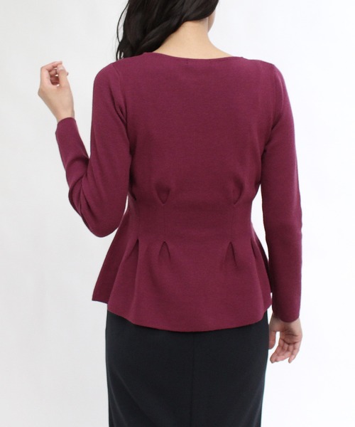 TRUDEA（トルディア）の「総針ペプラムニット（ニット/セーター・レディース・ブラック/アイボリー/チャコールグレー/ピンク・LARGE/MEDIUM）」の9枚目の写真