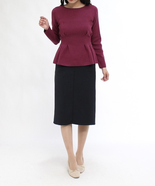 TRUDEA（トルディア）の「総針ペプラムニット（ニット/セーター・レディース・ブラック/アイボリー/チャコールグレー/ピンク・LARGE/MEDIUM）」の10枚目の写真