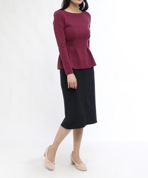 TRUDEA（トルディア）の「総針ペプラムニット（ニット/セーター・レディース・ブラック/アイボリー/チャコールグレー/ピンク・LARGE/MEDIUM）」の11枚目の写真