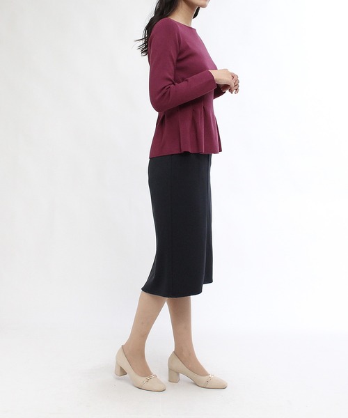 TRUDEA（トルディア）の「総針ペプラムニット（ニット/セーター・レディース・ブラック/アイボリー/チャコールグレー/ピンク・LARGE/MEDIUM）」の12枚目の写真