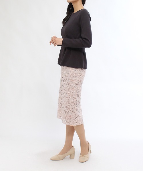 TRUDEA（トルディア）の「総針ペプラムニット（ニット/セーター・レディース・ブラック/アイボリー/チャコールグレー/ピンク・LARGE/MEDIUM）」の18枚目の写真