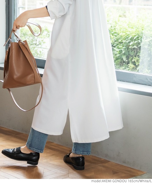 coca(coca)(コカ)の「スタンドカラーシャツワンピース(シャツワンピース・レディース・ホワイト/グリーン・M/L)」の13枚目の写真