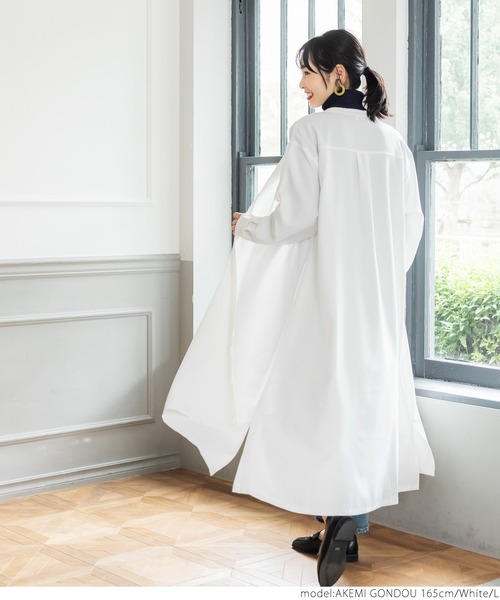 coca(coca)(コカ)の「スタンドカラーシャツワンピース(シャツワンピース・レディース・ホワイト/グリーン・M/L)」の12枚目の写真