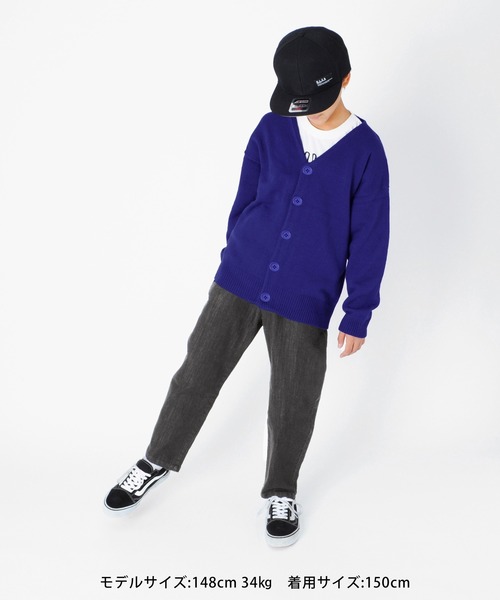 GLAZOS（グラソス）の「ニット・ドロップショルダーカーディガン【マシンウォッシャブル】（カーディガン/ボレロ・キッズ・ブラック/レッド/カーキ/ブルー・130cm/140cm/150cm/160cm/170cm）」の7枚目の写真
