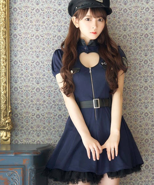Tika(ティカ)の「コスプレ 警官 かわいい ポリス 半袖 体型カバー フレアワンピース 3点セット コンカフェ(コスチューム/パーティーグッズ・レディース・ネイビー・M)」の6枚目の写真