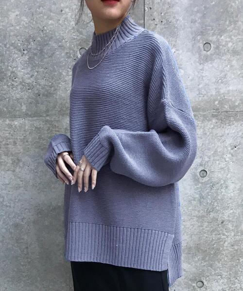 INGNI（イング）の「ガーターモックネックニット（ニット/セーター・レディース・ブラック系その他2/ブルー/イエロー/グリーン/モカ/アイボリー/レッド・M）」の5枚目の写真