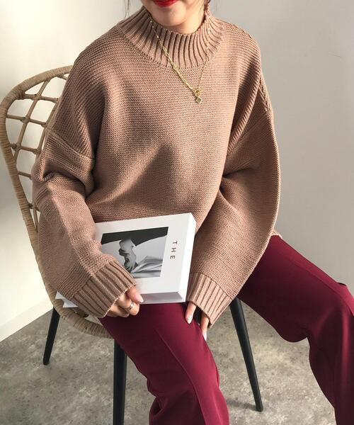 INGNI（イング）の「ガーターモックネックニット（ニット/セーター・レディース・ブラック系その他2/ブルー/イエロー/グリーン/モカ/アイボリー/レッド・M）」の3枚目の写真