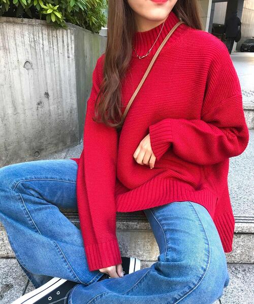 INGNI（イング）の「ガーターモックネックニット（ニット/セーター・レディース・ブラック系その他2/ブルー/イエロー/グリーン/モカ/アイボリー/レッド・M）」の14枚目の写真