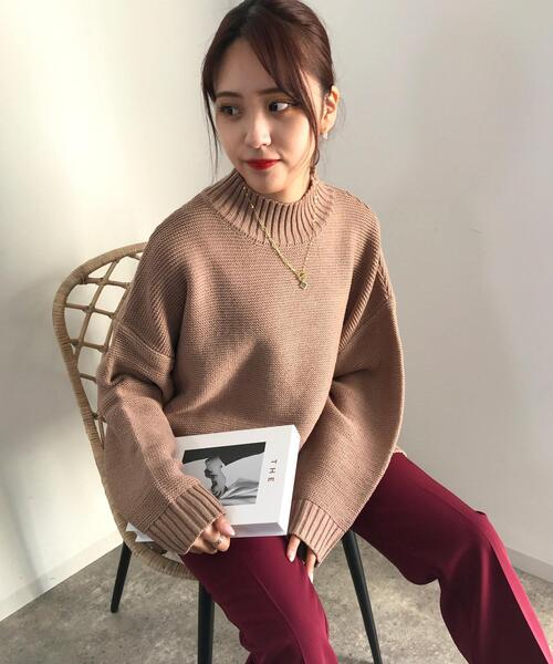 INGNI（イング）の「ガーターモックネックニット（ニット/セーター・レディース・ブラック系その他2/ブルー/イエロー/グリーン/モカ/アイボリー/レッド・M）」の20枚目の写真