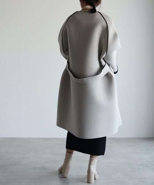 ap retro（アプレトロ）の「配色ボンディングノーカラーロングコート（ノーカラーコート・レディース・ベージュ/グレー/モカ/ブラック・MEDIUM/LARGE）」の18枚目の写真