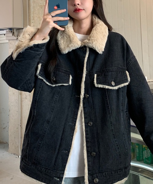 Doula Doula(ドゥーラドゥーラ)の「デニムボアジャケット(デニムジャケット・レディース・ブラック/ブルー・M/L)」の13枚目の写真
