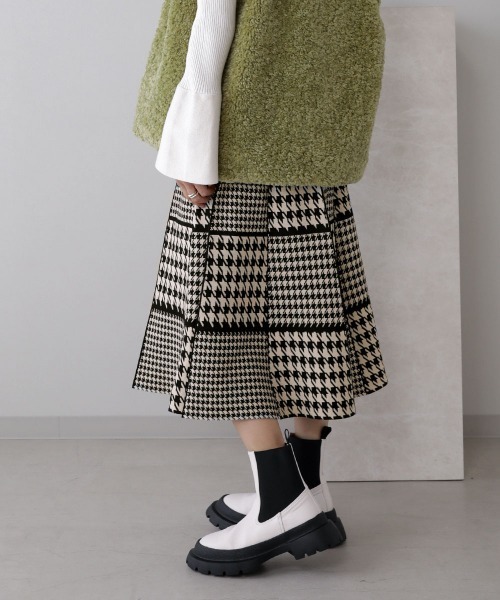 Bou Jeloud（ブージュルード）の「MIXパターンチェックニットスカート（スカート・レディース・ブラック/ベージュ・FREE）」の11枚目の写真