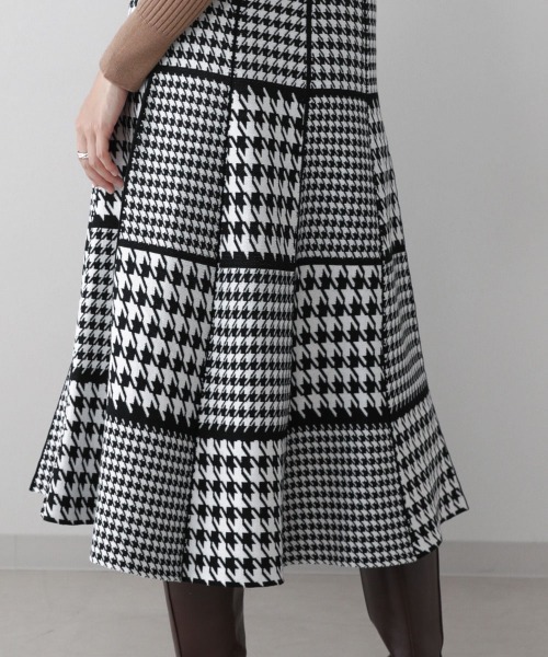 Bou Jeloud（ブージュルード）の「MIXパターンチェックニットスカート（スカート・レディース・ブラック/ベージュ・FREE）」の3枚目の写真