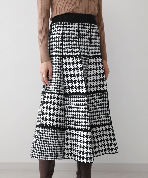 Bou Jeloud（ブージュルード）の「MIXパターンチェックニットスカート（スカート・レディース・ブラック/ベージュ・FREE）」の7枚目の写真