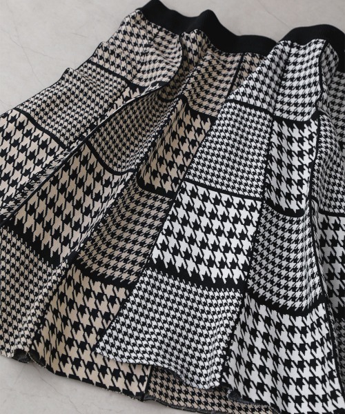 Bou Jeloud（ブージュルード）の「MIXパターンチェックニットスカート（スカート・レディース・ブラック/ベージュ・FREE）」の9枚目の写真
