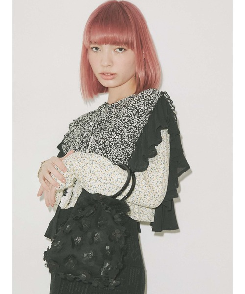 merry jenny（メリージェニー）の「アクリルハンドルおはなbag（ハンドバッグ・レディース・ブラック/オフホワイト・FREE）」の11枚目の写真