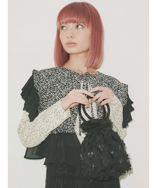 merry jenny（メリージェニー）の「アクリルハンドルおはなbag（ハンドバッグ・レディース・ブラック/オフホワイト・FREE）」の12枚目の写真