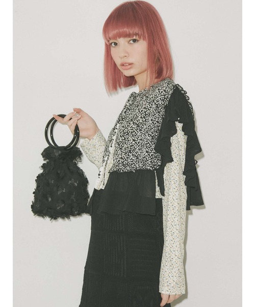 merry jenny（メリージェニー）の「アクリルハンドルおはなbag（ハンドバッグ・レディース・ブラック/オフホワイト・FREE）」の13枚目の写真