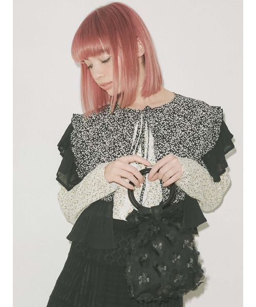 merry jenny（メリージェニー）の「アクリルハンドルおはなbag（ハンドバッグ・レディース・ブラック/オフホワイト・FREE）」の14枚目の写真