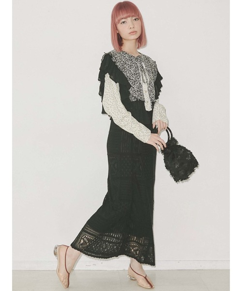 merry jenny（メリージェニー）の「アクリルハンドルおはなbag（ハンドバッグ・レディース・ブラック/オフホワイト・FREE）」の16枚目の写真