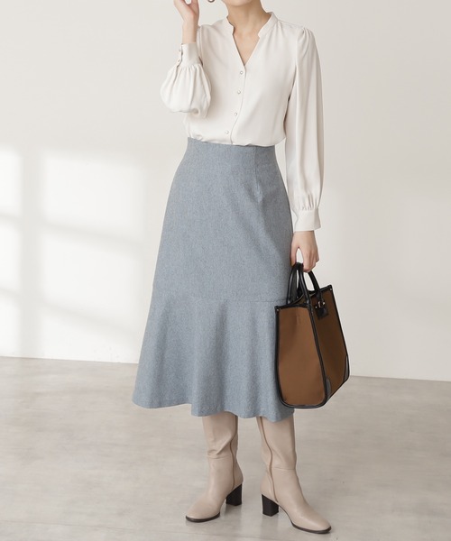 N.（N. Natural Beauty Basic）（エヌエヌナチュラルビューティーベーシック）の「◆ウォームタッチマーメイドスカート（スカート・レディース・ブルー/モカ/ナチュラル・MEDIUM）」の3枚目の写真