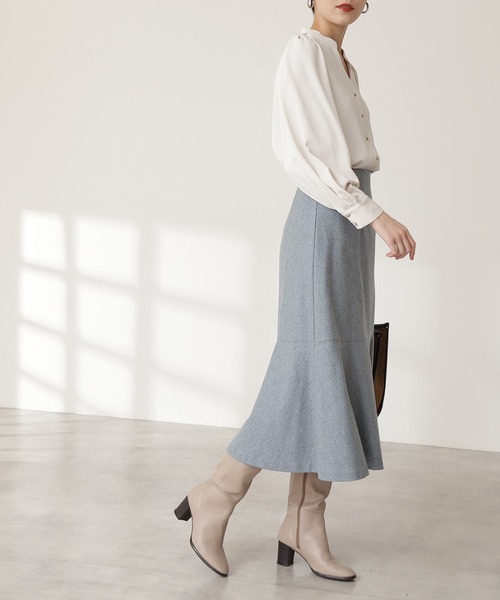N.（N. Natural Beauty Basic）（エヌエヌナチュラルビューティーベーシック）の「◆ウォームタッチマーメイドスカート（スカート・レディース・ブルー/モカ/ナチュラル・MEDIUM）」の4枚目の写真