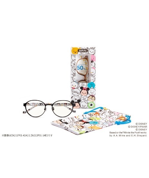 Disney(ディズニー)の「ウェリントン型 PCめがね|Zoff PC Disney TSUM TSUM(ブルーライトカット率約50%)(メガネ・レディース・パープル/ブラウン/ブルー/ブラウン系その他・FREE)」の7枚目の写真