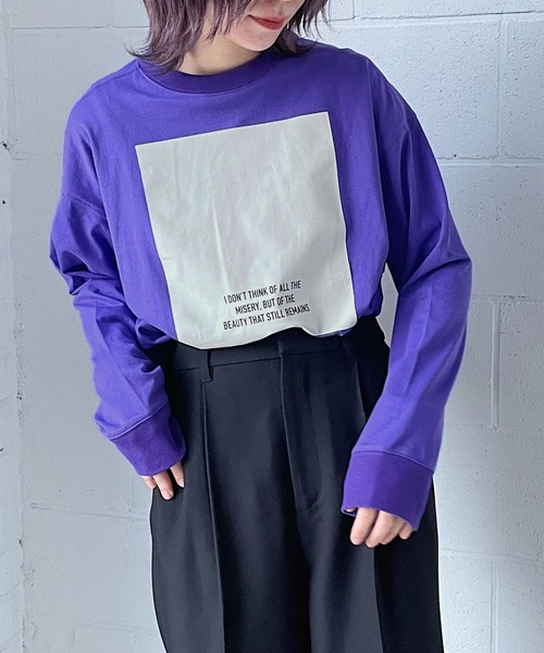 PAGEBOY(ページボーイ)の「カラフルBOXロンT(Tシャツ/カットソー・レディース・ブラック/パープル/オフホワイト・FREE)」の3枚目の写真