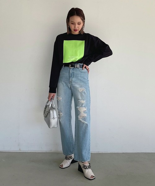 PAGEBOY(ページボーイ)の「カラフルBOXロンT(Tシャツ/カットソー・レディース・ブラック/パープル/オフホワイト・FREE)」の8枚目の写真