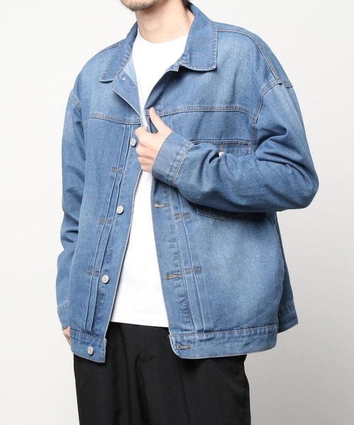 SITRY（シトリー）の「ファーストタイプ ワイドデニムジャケット（デニムジャケット・メンズ・ネイビー/オフホワイト/サックスブルー・M/L）」の17枚目の写真