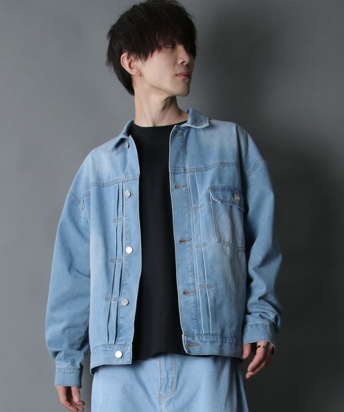 SITRY（シトリー）の「ファーストタイプ ワイドデニムジャケット（デニムジャケット・メンズ・ネイビー/オフホワイト/サックスブルー・M/L）」の21枚目の写真