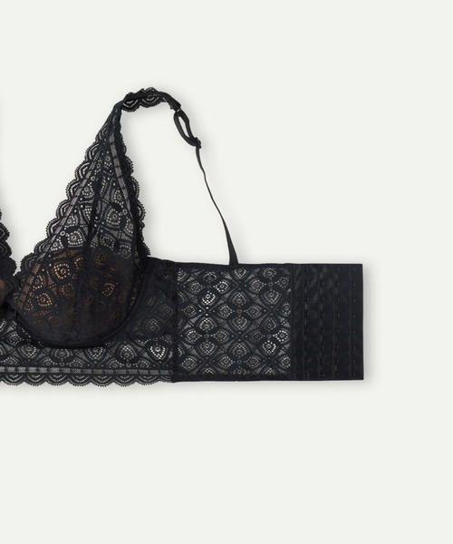 新品　未使用　シャンデール　ブラックレースバルコネットブラジャー Intimissimi ブラジャー Hypnotic Details バルコネットブラ