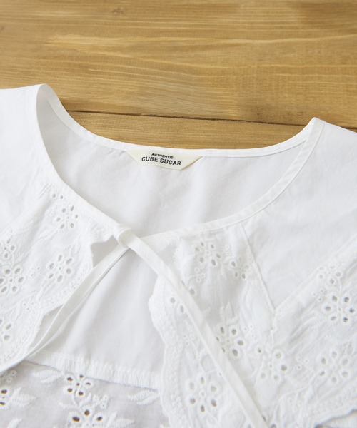 CUBE SUGAR（キューブシュガー）の「タイプライタークロス レース セーラー 付け襟（付け襟・レディース・ホワイト/ブラック・M）」の14枚目の写真