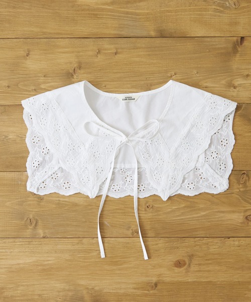 CUBE SUGAR（キューブシュガー）の「タイプライタークロス レース セーラー 付け襟（付け襟・レディース・ホワイト/ブラック・M）」の6枚目の写真