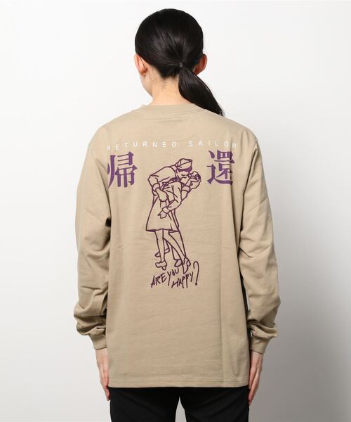 AVIREX（アヴィレックス）の「リターンド セーラー ロングスリーブ Tシャツ/ RETURNED SAILOR LONG SLEEVE T-SHIRT（Tシャツ/カットソー・レディース・ライトピンク/カーキ/オフホワイト/ブラック/ライトグレー・LARGE/MEDIUM/X-LARGE）」の10枚目の写真
