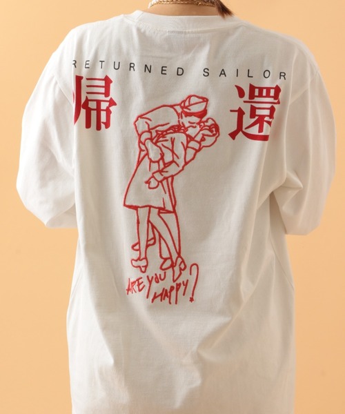 AVIREX（アヴィレックス）の「リターンド セーラー ロングスリーブ Tシャツ/ RETURNED SAILOR LONG SLEEVE T-SHIRT（Tシャツ/カットソー・レディース・ライトピンク/カーキ/オフホワイト/ブラック/ライトグレー・LARGE/MEDIUM/X-LARGE）」の14枚目の写真