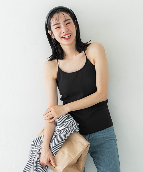 coca（coca）（コカ）の「カップ付きキャミソール（キャミソール・レディース・ホワイト/ブラック/ベージュ/ライトグリーン/アイボリー・S/M/L）」の4枚目の写真