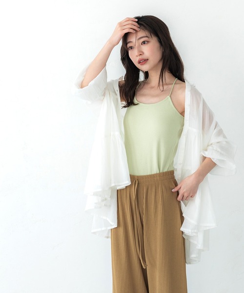 coca（coca）（コカ）の「カップ付きキャミソール（キャミソール・レディース・ホワイト/ブラック/ベージュ/ライトグリーン/アイボリー・S/M/L）」の12枚目の写真