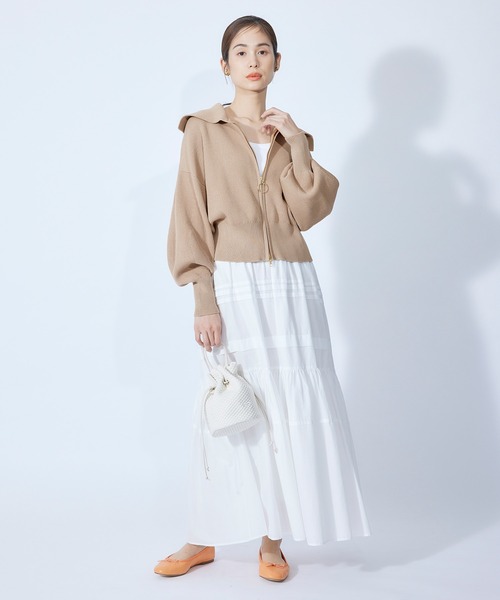 ROPE'（ロペ）の「【秋にも使える】畦ニットジップカーディガン【SDGs】（カーディガン/ボレロ・レディース・ベージュ/ネイビー/オフホワイト・38）」の19枚目の写真