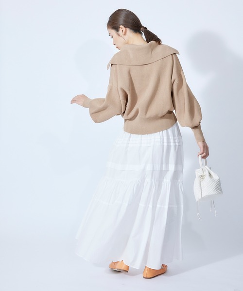 ROPE'（ロペ）の「【秋にも使える】畦ニットジップカーディガン【SDGs】（カーディガン/ボレロ・レディース・ベージュ/ネイビー/オフホワイト・38）」の4枚目の写真