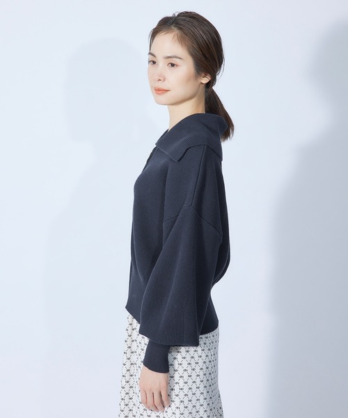 ROPE'（ロペ）の「【秋にも使える】畦ニットジップカーディガン【SDGs】（カーディガン/ボレロ・レディース・ベージュ/ネイビー/オフホワイト・38）」の7枚目の写真