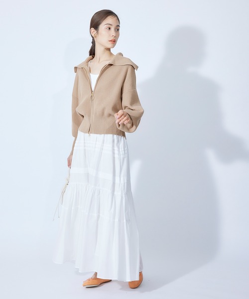 ROPE'（ロペ）の「【秋にも使える】畦ニットジップカーディガン【SDGs】（カーディガン/ボレロ・レディース・ベージュ/ネイビー/オフホワイト・38）」の21枚目の写真