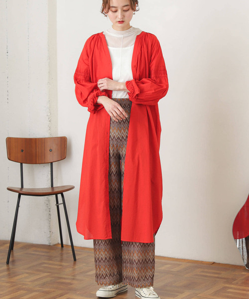 SENSE OF PLACE by URBAN RESEARCH(センスオブプレイスバイアーバンリサーチ)の「コットンローンピンタックスキッパーワンピース(ワンピース・レディース・レッド/ブラック/ホワイト/インディゴブルー・ONE)」の8枚目の写真