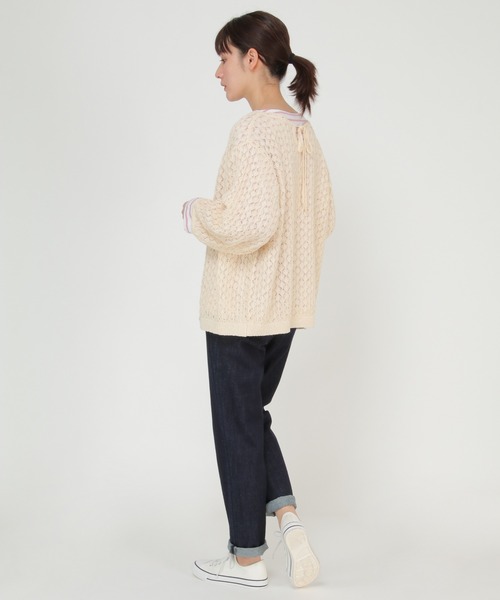 LBC（エルビーシー）の「透かし編みカーデプルオーバー（ニット/セーター・レディース・ホワイト/ベージュ・M）」の9枚目の写真