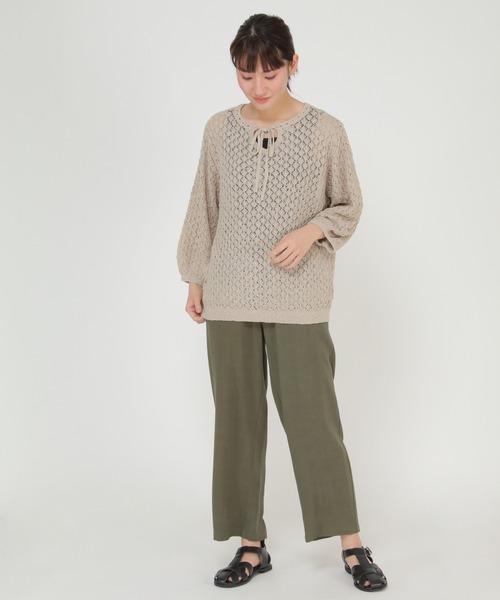 LBC（エルビーシー）の「透かし編みカーデプルオーバー（ニット/セーター・レディース・ホワイト/ベージュ・M）」の12枚目の写真
