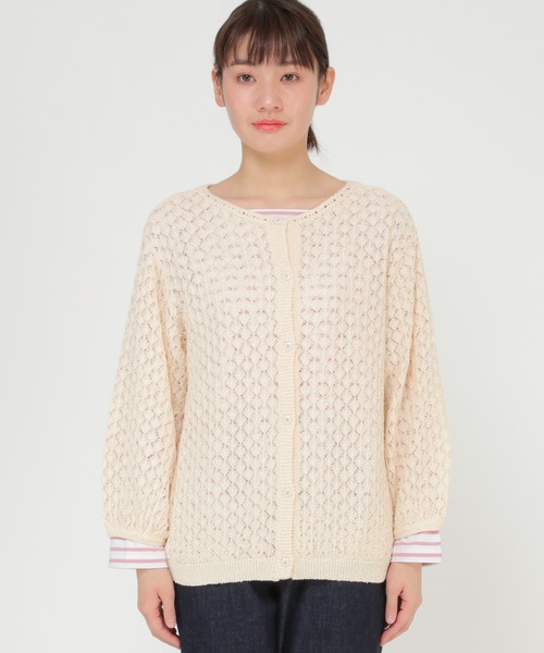LBC（エルビーシー）の「透かし編みカーデプルオーバー（ニット/セーター・レディース・ホワイト/ベージュ・M）」の15枚目の写真